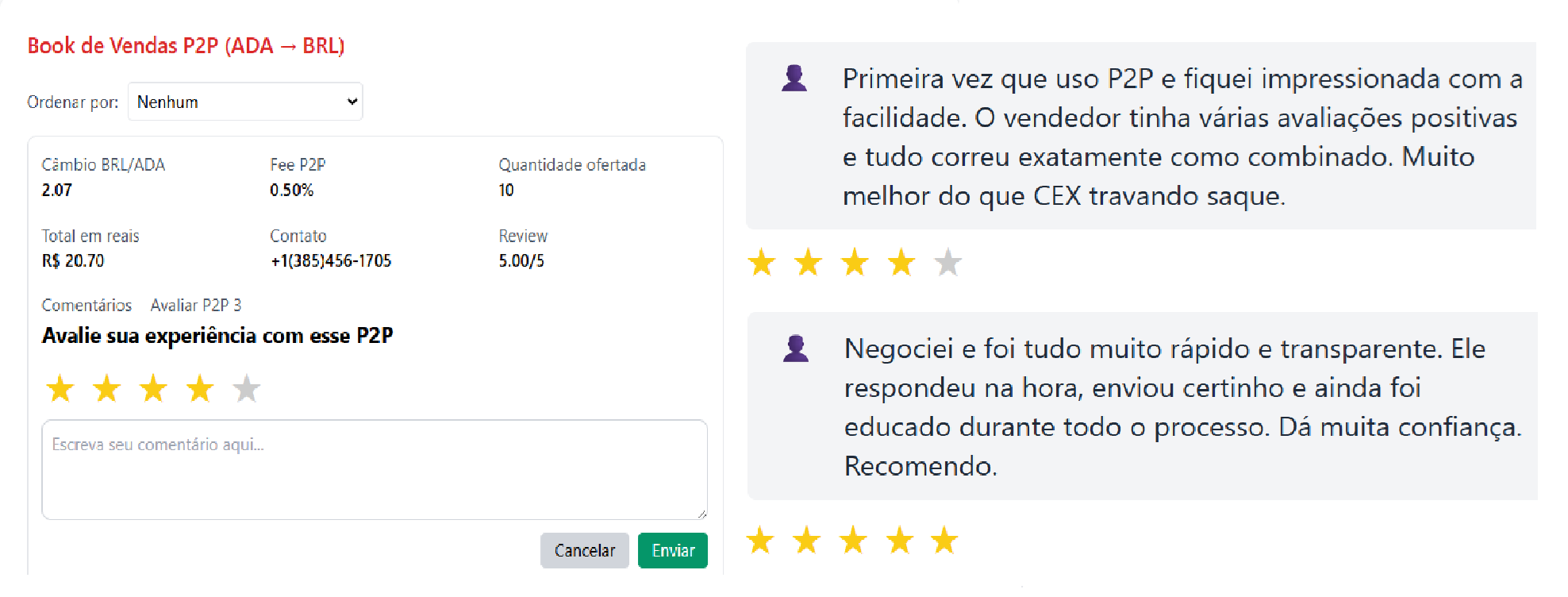 Comentários na Bitway